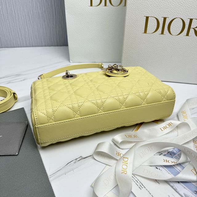 Dior original lambskin medium lady D-Joy bag M0540 yellow