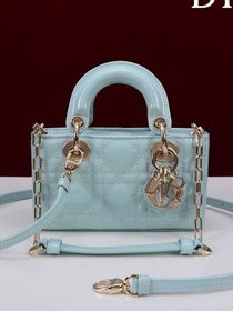Dior original patent calfskin lady D-Joy micro bag S0910 blue