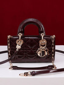 Dior original patent calfskin lady D-Joy micro bag S0910 plum