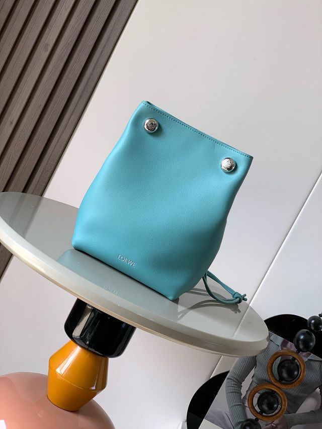 Loewe original calfskin pebble pouch BS01748 blue