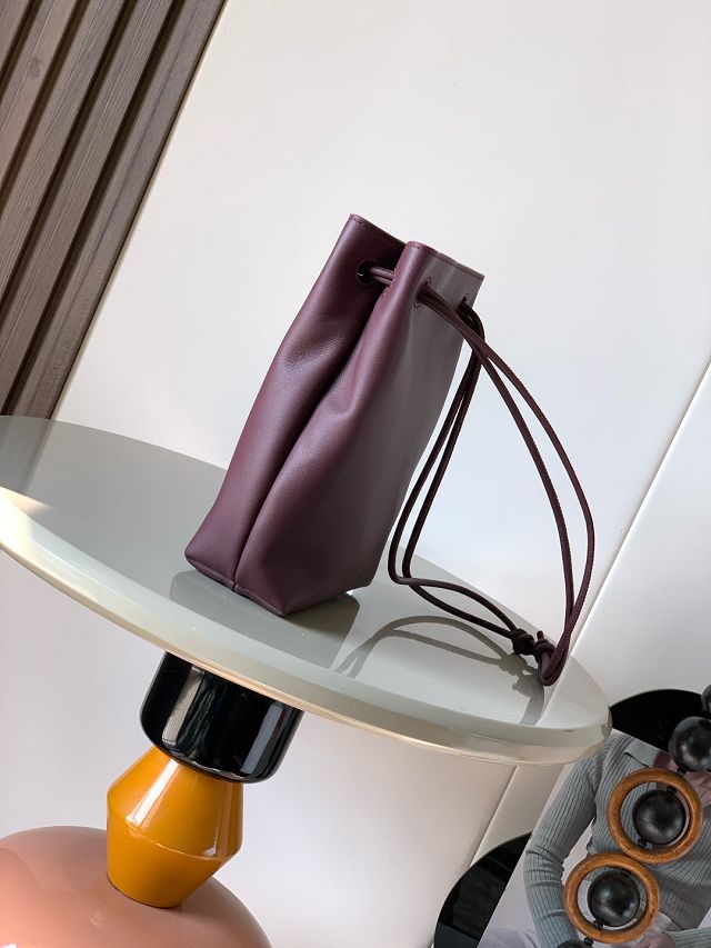 Loewe original calfskin pebble pouch BS01748 burgundy