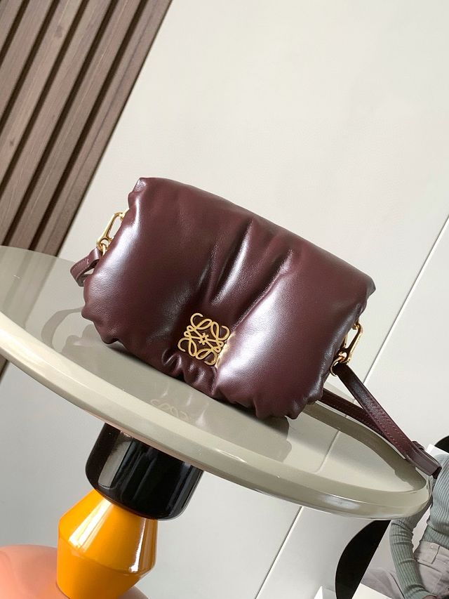 Loewe original lambskin mini goya puffer bag A896W56 burgundy