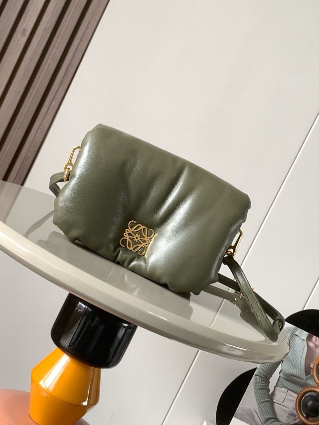 Loewe original lambskin mini goya puffer bag A896W56 khaki green