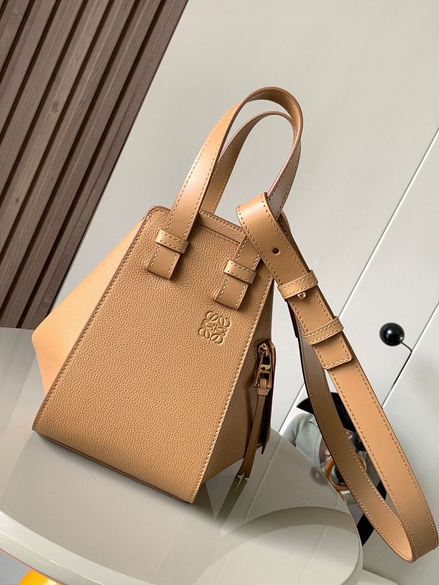 Loewe original grained calfskin small hammock bag A538H13 caramel