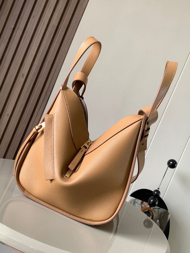 Loewe original grained calfskin small hammock bag A538H13 caramel