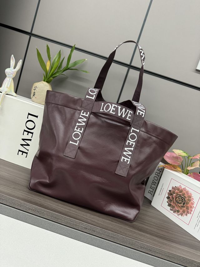 Loewe original calfskin fold shopper bag B507X23 burgundy