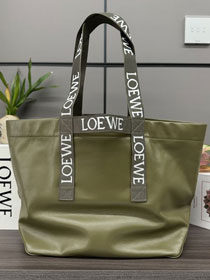 Loewe original calfskin fold shopper bag B507X23 khaki green