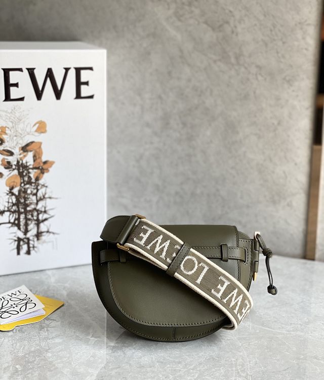 Loewe original calfskin mini gate dual bag A650N46 dark green