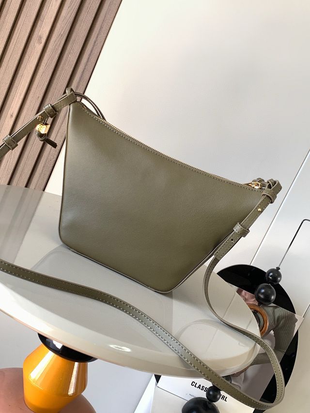 Loewe original calfskin mini hammock hobo bag A538G13 khaki green