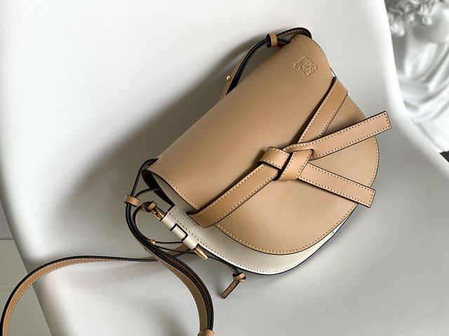 Loewe original calfskin small gate dual bag A650T20 apricot&white