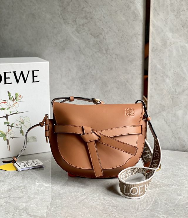 Loewe original calfskin small gate dual bag A650T20 brown