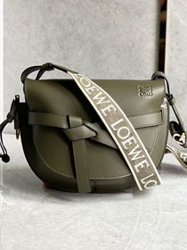 Loewe original calfskin small gate dual bag A650T20 dark green