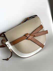 Loewe original calfskin small gate dual bag A650T20 sand&white