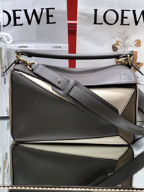 Loewe original calfskin medium puzzle bag A510P49 dark green