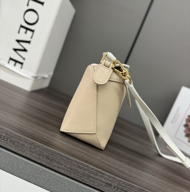 Loewe original calfskin mini puzzle bag A510P88 beige&white