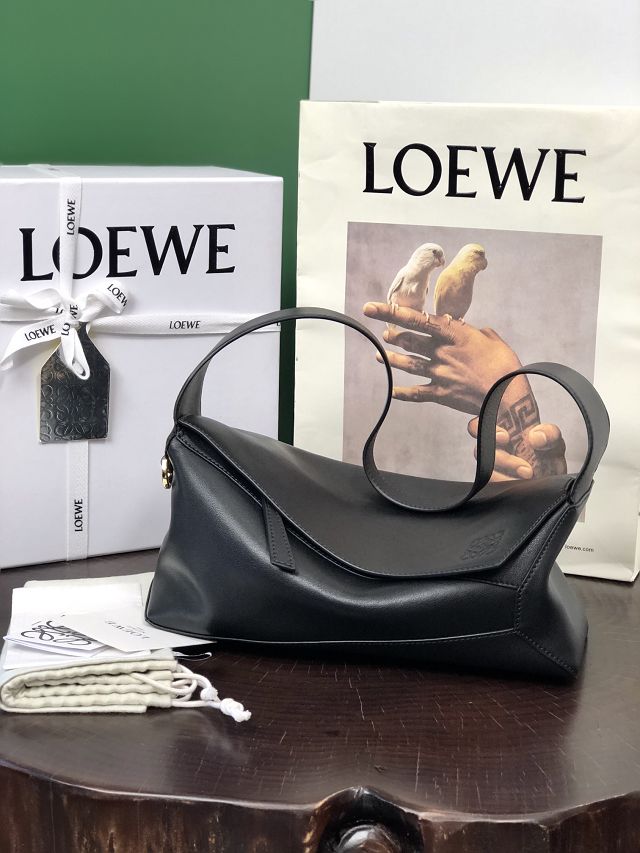 Loewe original calfskin puzzle hobo bag A510P50 black