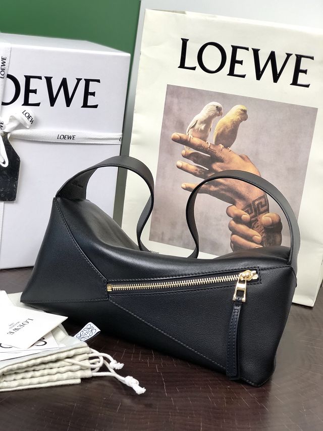 Loewe original calfskin puzzle hobo bag A510P50 black
