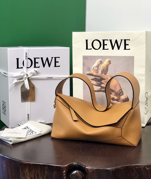 Loewe original calfskin puzzle hobo bag A510P50 caramel