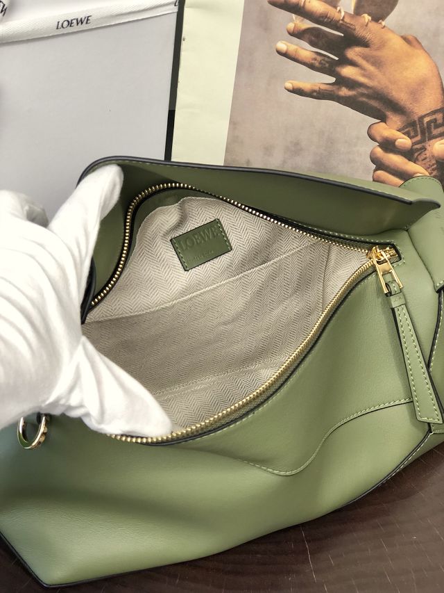 Loewe original calfskin puzzle hobo bag A510P50 green