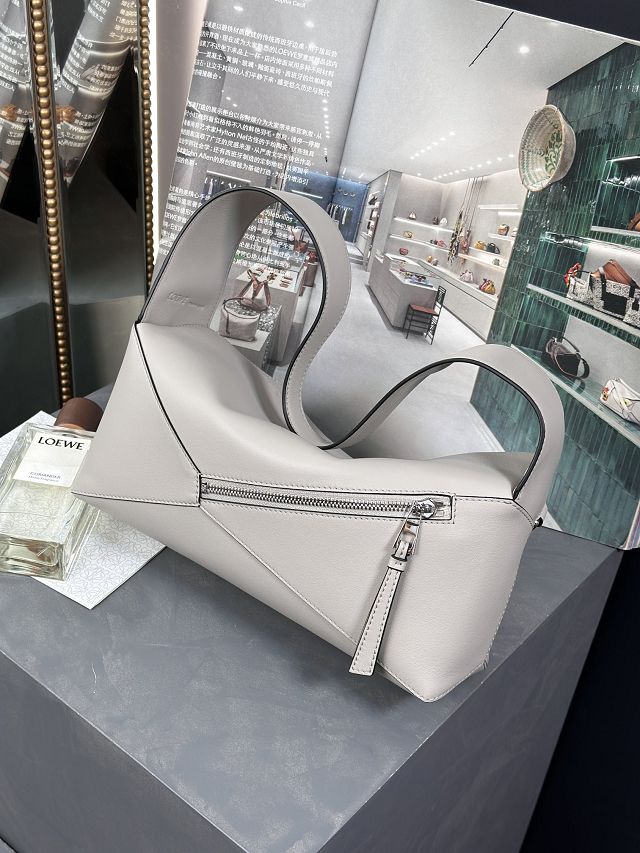 Loewe original calfskin puzzle hobo bag A510P50 grey