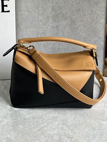 Loewe original calfskin small puzzle bag A510P60 black&tan