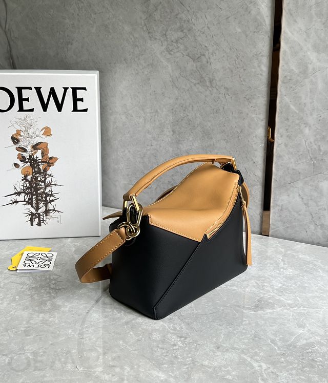 Loewe original calfskin small puzzle bag A510P60 black&tan