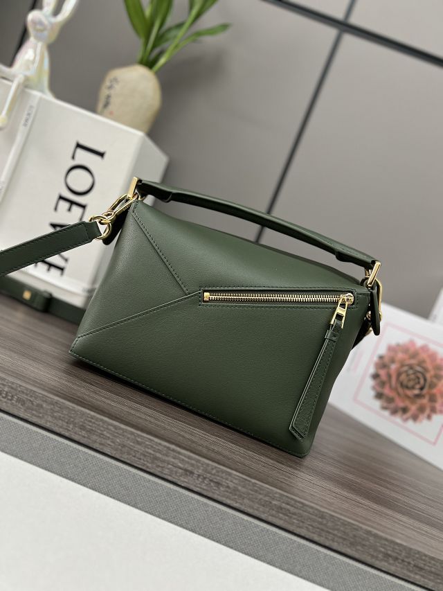 Loewe original calfskin small puzzle bag A510P60 dark green