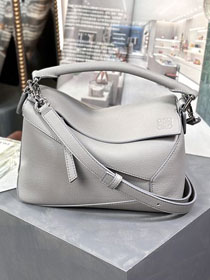 Loewe original grained calfskin small puzzle bag A510P60 grey