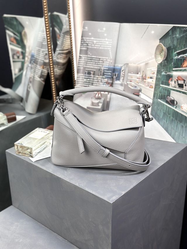 Loewe original grained calfskin small puzzle bag A510P60 grey