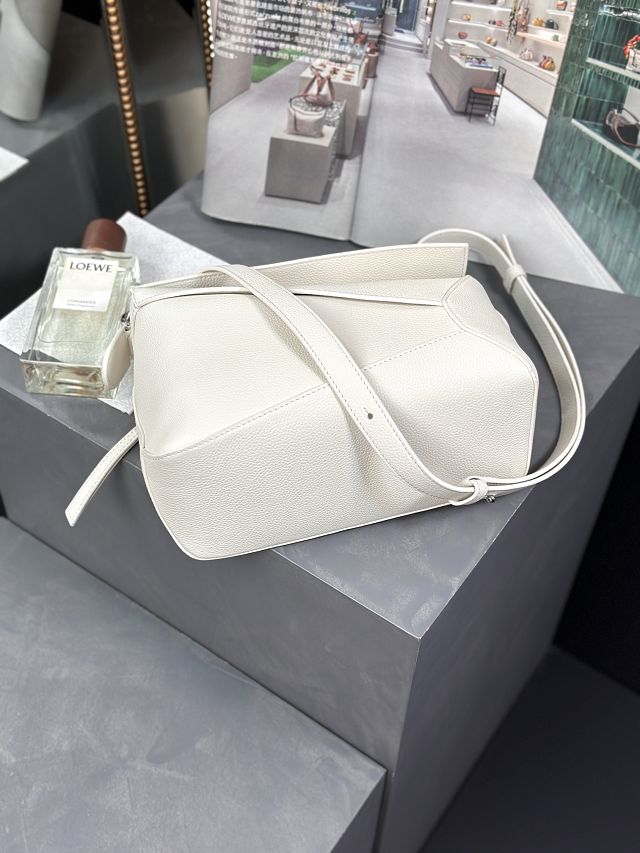 Loewe original grained calfskin small puzzle bag A510P60 white