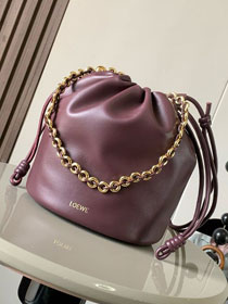 Loewe original lambskin flamenco purse bucket A411FPB burgundy