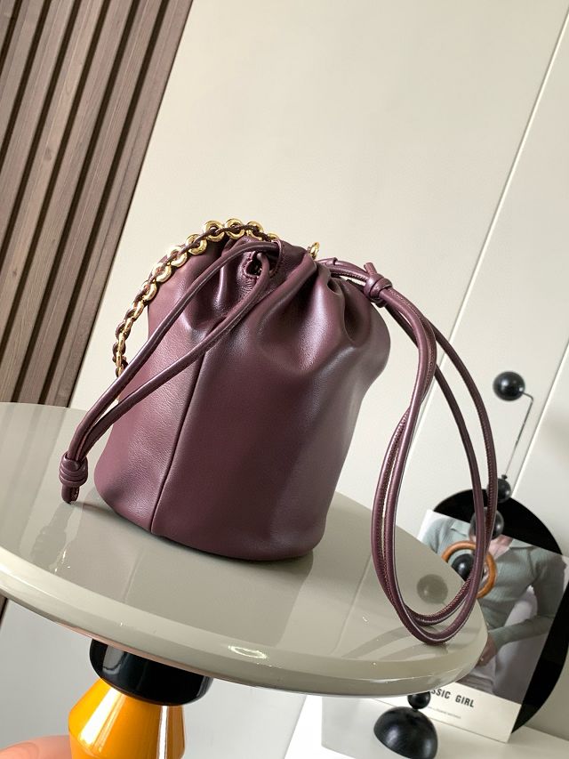 Loewe original lambskin flamenco purse bucket A411FPB burgundy