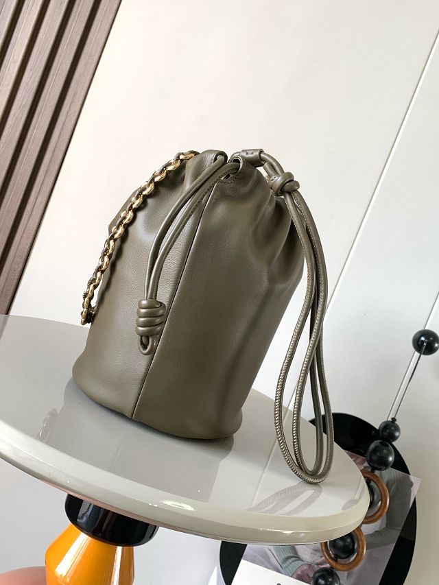 Loewe original lambskin flamenco purse bucket A411FPB khaki green