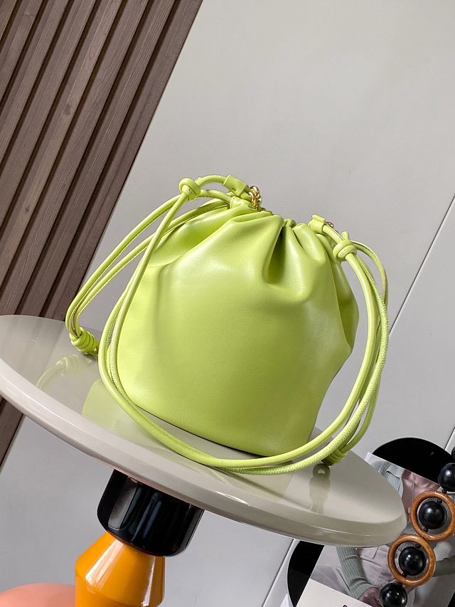Loewe original lambskin flamenco purse bucket A411FPB lemon green