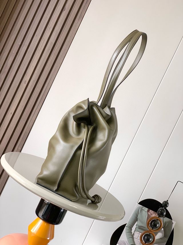 Loewe original calfskin large flamenco clutch A411FL1 khaki