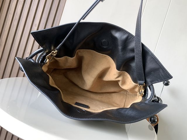 Loewe original calfskin medium flamenco clutch A411FC1 black