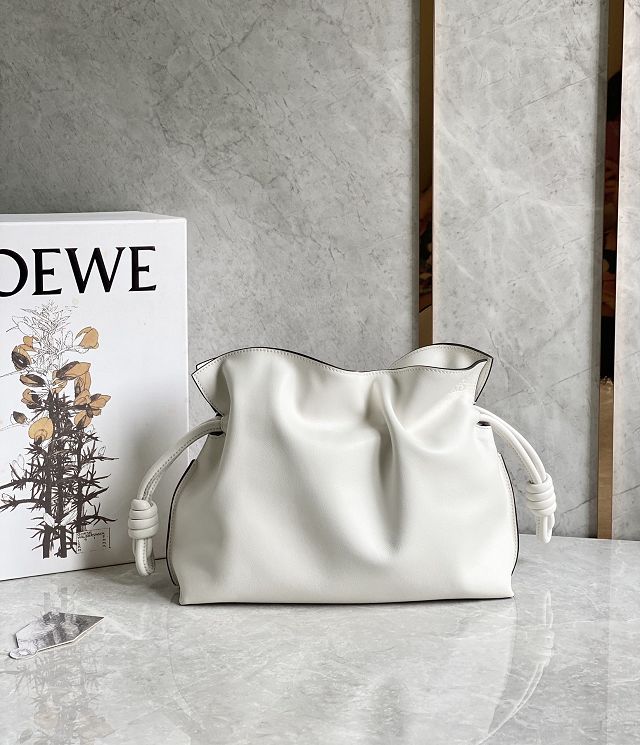 Loewe original calfskin medium flamenco clutch A411FC1 white
