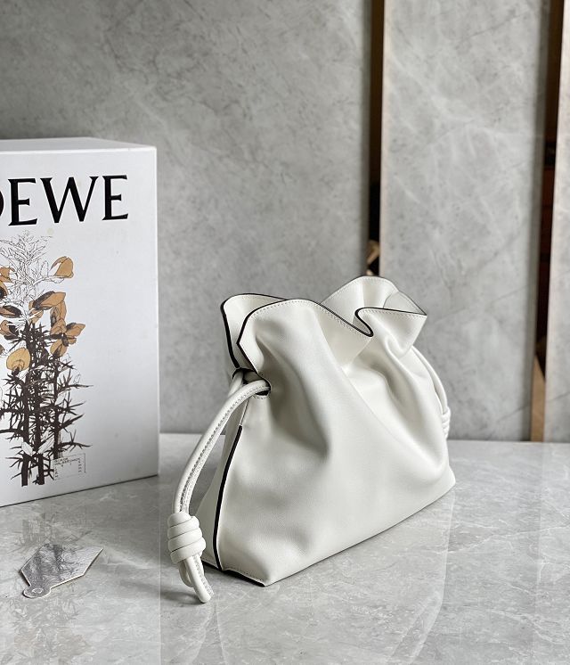 Loewe original calfskin medium flamenco clutch A411FC1 white