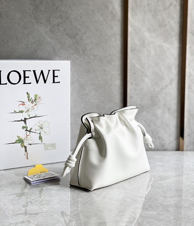 Loewe original calfskin mini flamenco clutch A411FC2 white