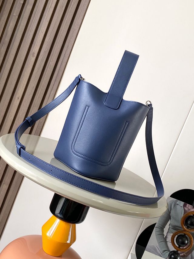 Loewe original calfskin mini pebble bucket BBMX01 dark blue