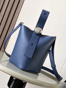 Loewe original calfskin mini pebble bucket BBMX01 dark blue