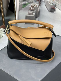 Loewe original calfskin mini puzzle bag A510P88 black&tan