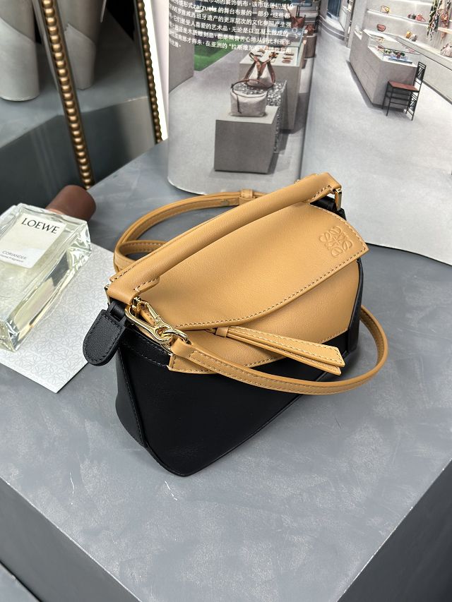 Loewe original calfskin mini puzzle bag A510P88 black&tan