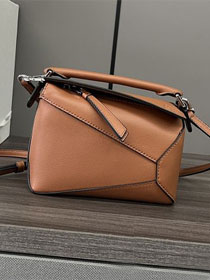 Loewe original calfskin mini puzzle bag A510P88 brown