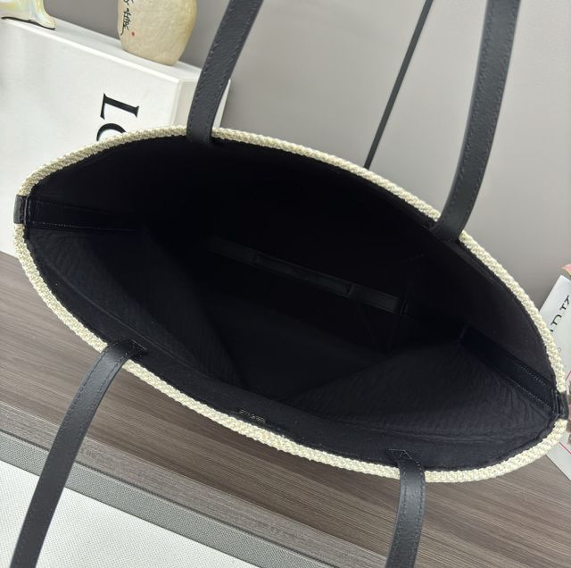 Loewe original canvas medium puzzle fold tote A657G50 white&black