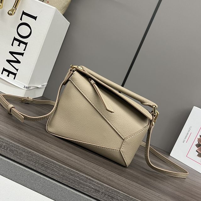 Loewe original grained calfskin mini puzzle bag A510P88 beige