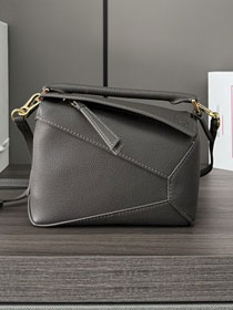 Loewe original grained calfskin mini puzzle bag A510P88 dark grey