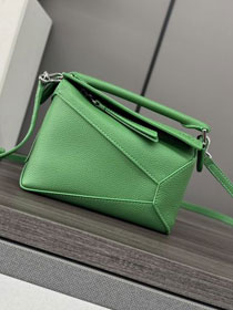 Loewe original grained calfskin mini puzzle bag A510P88 green