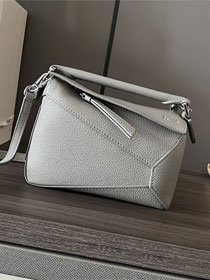 Loewe original grained calfskin mini puzzle bag A510P88 grey