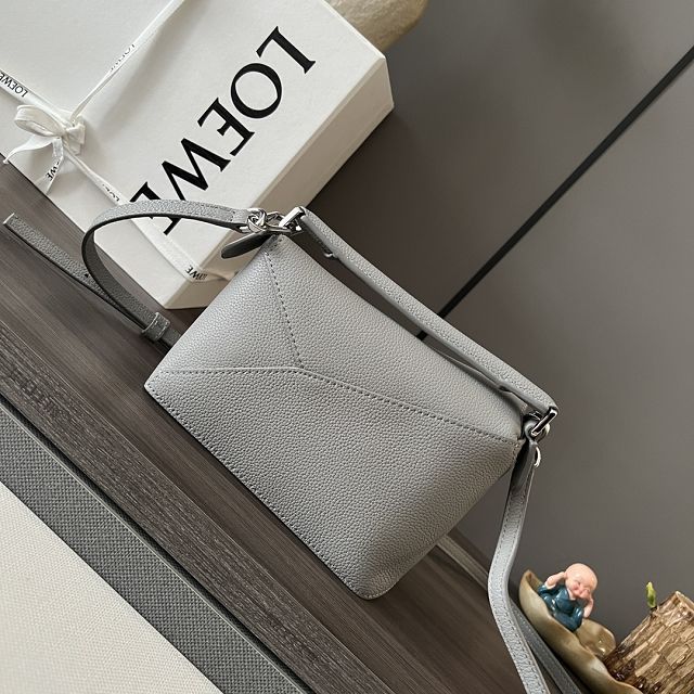 Loewe original grained calfskin mini puzzle bag A510P88 grey